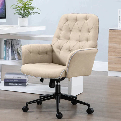 Rootz Office Chair - Swivel Chair - Home Office Chair - Desk Chair - Computer Chair - Work Chair - Beige - 66 x 69 x 89.5-97 cm