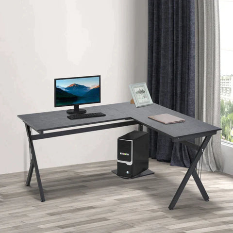 Rootz Desk - Computerbureau - L-vormig Hoekbureau - Hoekbureau - Kantoortafel - Zwart - 155 x 130 x 76cm