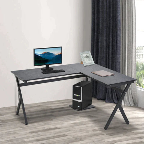 Rootz Desk - Computer Desk - L-shaped Corner Desk - Corner Desk - Office Table - Black - 155 x 130 x 76cm