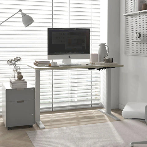 Rootz Standing Desk Frame - Height Adjustable - 2 Memory Buttons - LED Display - Anti-collision Technology - Steel - White - 110L x 60W x 71-116H cm