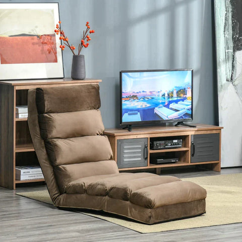 Rootz Folding Mattress - Floor Chair - Sofa - Suede Cloth - Brown - 175x56x20cm