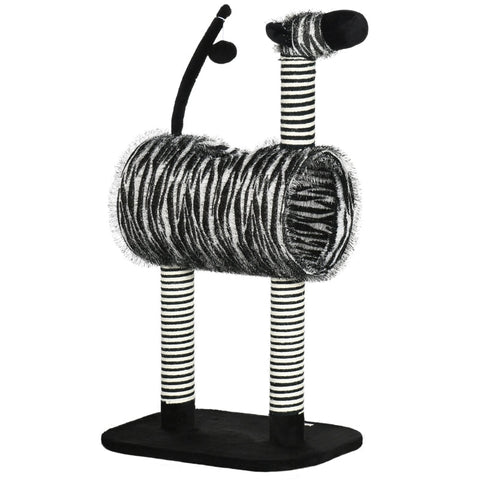 Rootz Scratching Post - Cat Climbing Tower - Cat Tree - 1 Cat Tunnel - 3 Scratching Posts - Black/White - 48.5cm x 35cm x 93cm