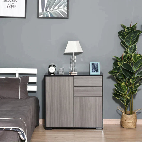Rootz Cabinet - Standing Cabinet - Storage Cabinet - Cabinet Chest - Light Grey/Black - 79 x 36 x 74 cm