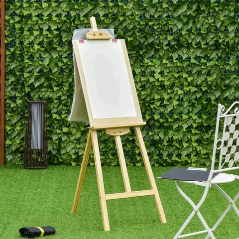 Rootz schildersezel - schildersezel zittende en staande schildersezel - opvouwbare schildersezel - 90° verstelbaar met houder voor kunstschilderen - grenenhout - natuurlijk - 51,5 cm x 71,5 cm x 134,5 cm