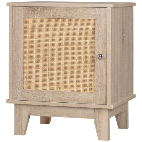 Rootz Bedside Table - Nightstand - Bedside Table With Storage Cupboard - Rustic Look - Adjustable Shelf - Natural - 48 x 40 x 58cm