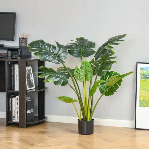 Rootz Artificial Plants - Artificial Monstera Plant - Home Office Outdoor Decoration - Green + Black - 17cm x 17cm x 110cm