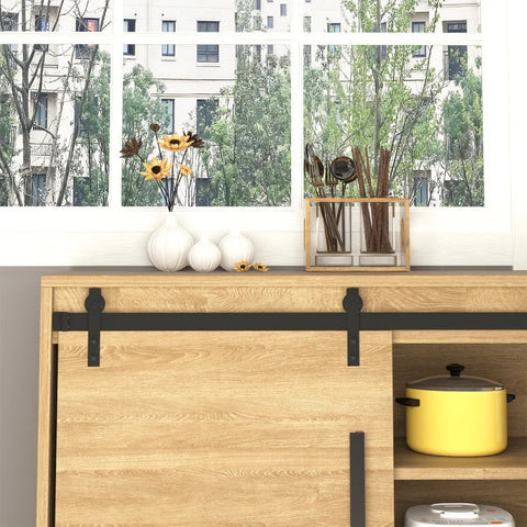 Rootz Sliding Door Set - Sliding Door System - Running Rail - Wooden Sliding Door Accessories - Carbon Steel - Black - 183 x 0.6 x 18 cm