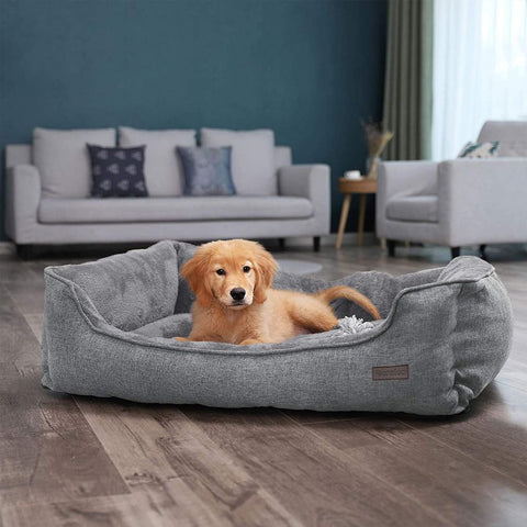 Rootz Dog Bed -  Dog Bed With Washable Cover - Non-slip - Wonderfully Cozy - Animal-friendly Materials - Sleeping Place - Dog Sofa - Oxford Fabric - Polypropylene Filling - Gray - 110 x 77 x 25 cm (L x W x H)