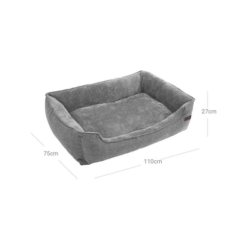 Rootz Dog Bed -  Dog Bed With Washable Cover - Non-slip - Wonderfully Cozy - Animal-friendly Materials - Sleeping Place - Dog Sofa - Oxford Fabric - Polypropylene Filling - Gray - 110 x 77 x 25 cm (L x W x H)