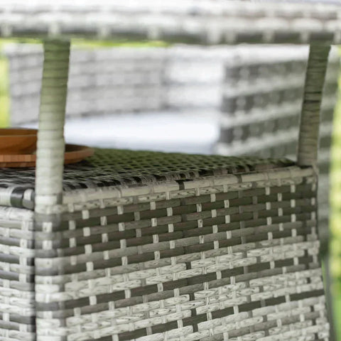 Rootz Gartentisch – Glastisch – Esstisch aus Polyrattan – Grau + Schwarz – 150 cm x 85 cm x 74 cm