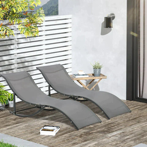 Rootz Liegestuhl – Sonnenliegen – Gartenliegen – Stoffliegen – Dunkelgrau – 165 x 61 x 63 cm