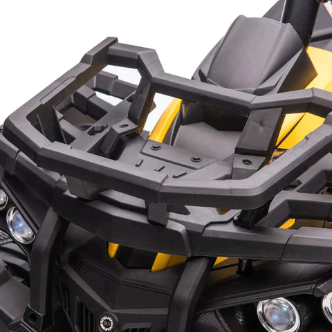 Rootz Electric Pickup Car - Electric Quad - Children's Electric Atv Stroller - Led Front Light With Mp3 - Baby Electric Motorcycle - Metal - Yellow - 100 x 65 x 73 cm