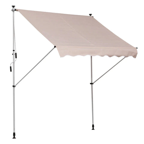 Rootz Awning - Clamp Awning - Articulated Arm Awning -  Sun Protection - Folding Arm - Hand Crank - Aluminum - Cream - White - 200 X 150 Cm