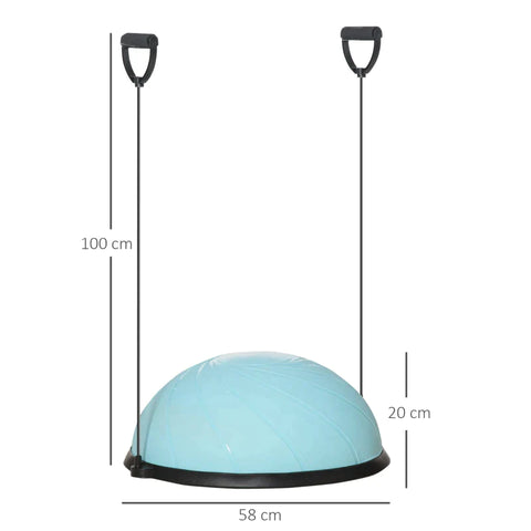 Rootz Yoga Ball - Yoga Ball Half Sphere - Balance Trainer - Balance Ball - Half Exercise Ball - With Training Rope - PP/PVC - Light Blue/Black