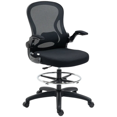Rootz Office chair - Drawing Chair - Height Adjustable - with Footrest - Black - 59cm x 65cm x 122cm