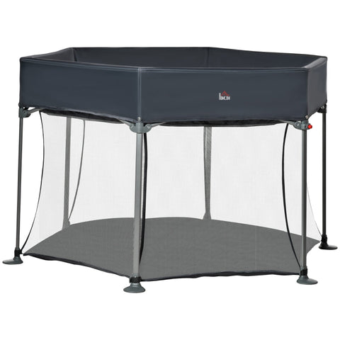 Rootz Baby Playpen - Playpen - Foldable Portable - Oxford Cloth, Plastic - Grey - 134 cm x 134 cm x 83 cm