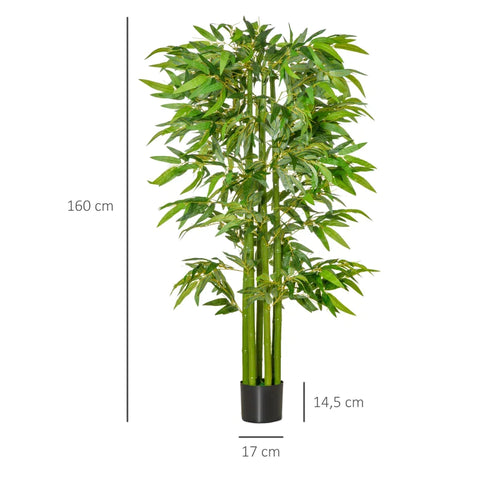 Rootz Artificial Plants - Bamboo Artificial Plant - Indoor Plant - Office Plant - Plastic Pot For Indoors And Outdoors - Green + Black - Ø17 x 160H cm