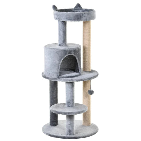 Rootz Krabpaal - Cat Activity Tree - Krabpalen - Kattengrot - Kattenhuis - Grijs - 48x48x104 cm