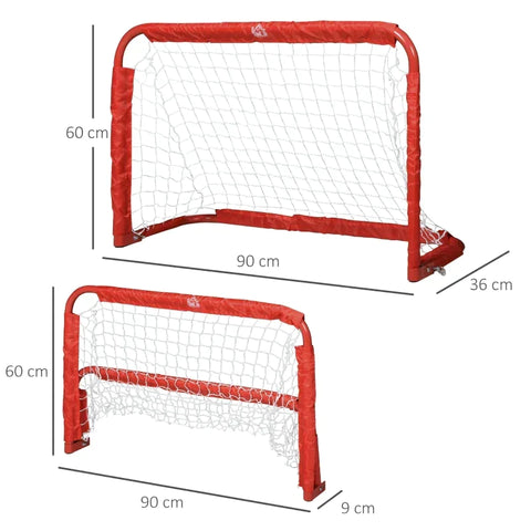Rootz Soccer Goals - Soccer Net - Set Of 2 Mini Goals - Foldable - Red - 90 x 36 x 60 cm