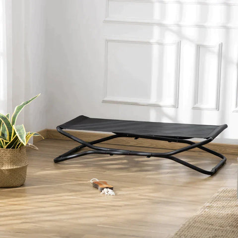 Rootz Pet Bed - Dog Lounger - Raised Dog Bed - Outdoor Pet Bed - Camping Garden Pet Bed - Steel Mesh - Zwart - 111 x 65,5 x 19 cm