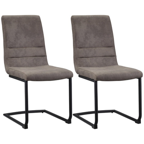 Rootz Set Of 2 Dining Chairs - Modern Design - Cantilever - Velor Look - Brown - 42 cm x 64 cm x 90 cm