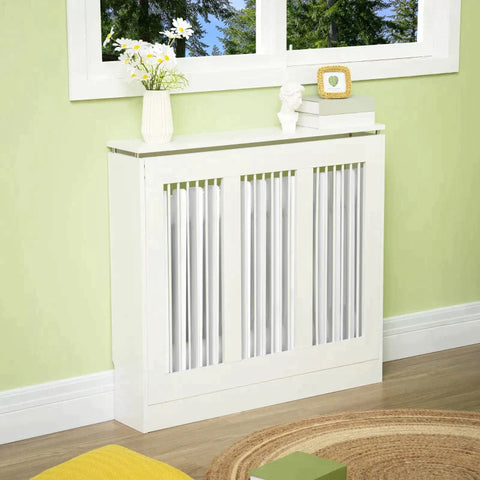 Rootz Radiatorhoes - Verwarmingshoes - Radiatorhoes - Voor Slaapkamer Woonkamer - MDF/Staal - Wit - 90 x 18 x 84 cm
