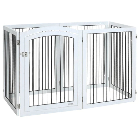 Rootz Dierenbox - Beschermrooster - Dierenbox - Buitenren - Met Deuruitlaat - Voor Kleine Dieren - Flexibel Opvouwbaar - Wit/Zwart - 122 x 105,5 x 84,5 cm