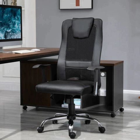 Rootz Office Chair - Swivel Chair - Executive Chair - Desk Chair - Height-adjustable - Black - L66 x W73 x H(108-118) cm