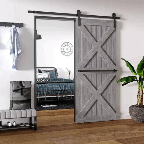 Rootz Sliding Door Fitting Set - Space-saving - Quiet - Universal - Black - 200 cm x 40 cm x 0.6 cm