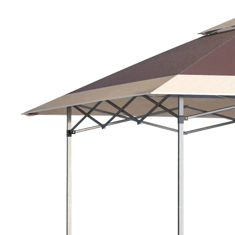 Rootz Gazebo - Party Tent - Garden Gazebo - Party Gazebo - Pop UP Tent - Steel/Oxford Cloth - Dark Brown/Khaki - 3.6L x 3.6W x 2.98H m