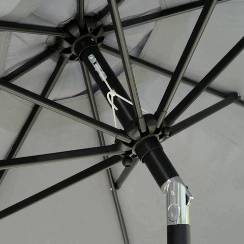 Rootz Parasol - Patio Parasol - Market Parasol - Garden Parasol - Umbrella - Adjustable - Aluminum/Steel/Polyester - Dark Grey - Φ2.66 x 2.485H m