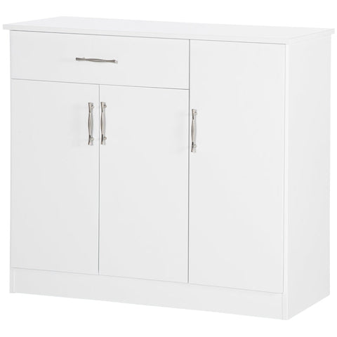 Rootz Sideboard - 2 Cabinets 1 Drawer - Height-adjustable Shelves - Dining Room - Kitchen - Living Room - White - 90 cm x 40 cm x 81.5 cm