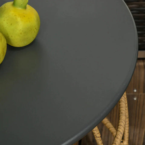 Rootz Garden Table - Set of 2 Boho Style Garden Tables - Weather Resistant - Stackable - Natural + Dark Grey - 60cm x 60cm x 47cm