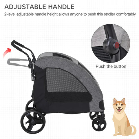 Rootz Pet Trolley - Pet Stroller - Pet Buggy - Dog Buggy - Dog Trailer - Pet Trailer - Gray/Black - 98x82x110 Cm