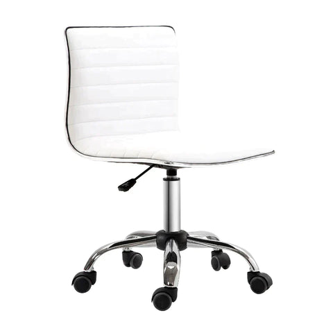 Rootz Barber Chair - Salon Chair - Swivel Chair - Office Chair - Height Adjustable - Steel PU - White - 48 x 52 x 78-90 cm