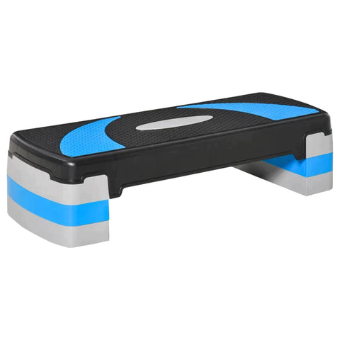 Rootz Aerobic Stepper - 3 niveaus - Hoogte Verstelbaar - Zwart + Lichtblauw + Grijs - 80 x 31 x 20 cm