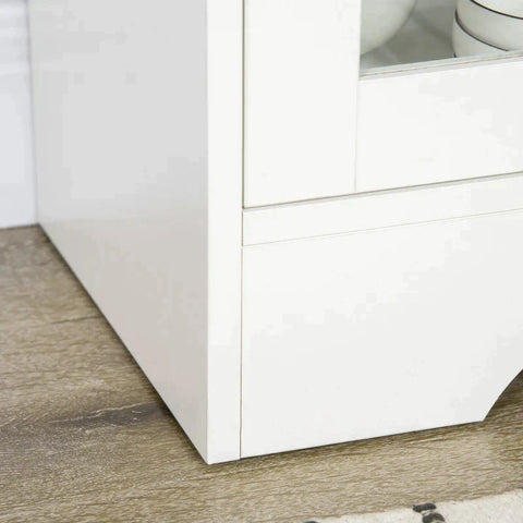 Rootz Sideboard - Chest Of Drawers - Double-door Cupboard Compartment - Adjustable Shelves - Anti-tip - White - 80 x 30 x 82cm