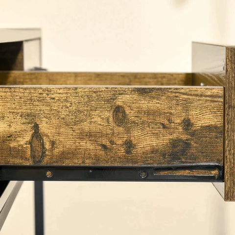 Rootz Console Table With 2 Drawers - Industrial Style - Living Room - Bedroom - Rustic Brown - 110 cm x 40 cm x 80 cm