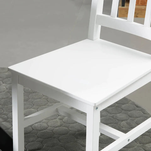 Rootz Set of 2 Dining Chairs - Wooden Chairs - Solid Wood - Pinewood - White - 41L x 46.5W x 85.5H cm