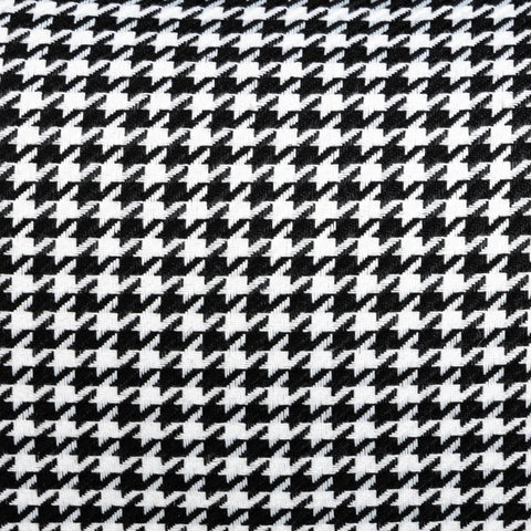 Rootz Fauteuil - Retro Design - Accentstoel - Pied-de-poule Patroon - Linnen Polyester - Houten Elementen - Veerkern - Zwart + Wit - 72L x 81,5W x 87,5H cm