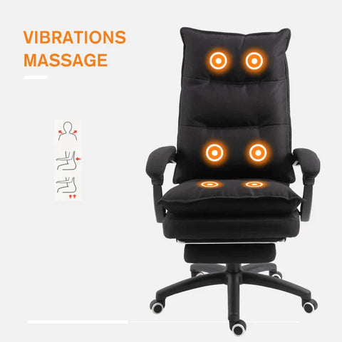 Rootz Office Chair - Massage Office Chair - Massage Function - Height Adjustable - Nylon - Black - 70 x 62 x 120-130 cm