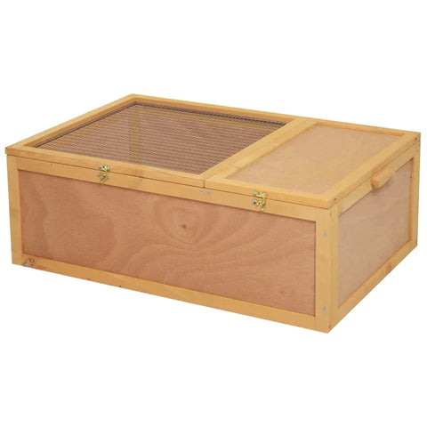 Rootz Schildpaddenhuis - Huis voor kleine dieren - Box voor kleine dieren met uitbreekslot - Ontwerp met twee kamers - Dennenhout - Natuurlijk hout - 94 x 63 x 33 cm