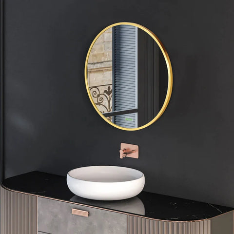 Rootz Wall Mounting - Mirror Bathroom - Elegant Design - Bedroom - Hallway - Metal Frame - Gold+silver - Ø50 x 2T cm