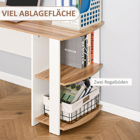 Rootz Desk - Corner desk - Computer desk - Storage compartments - Office -Walnut/White - Cable management - Processed Wood