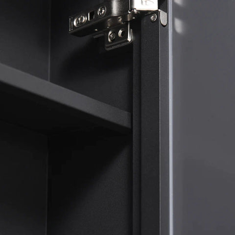 Rootz Mirror Cabinet - 3 Shelves - Soft Hinges - Steel Housing - Stainless Steel - Black - 40 x 15 x 60 cm