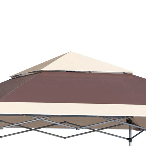 Rootz Gazebo - Party Tent - Garden Gazebo - Party Gazebo - Pop UP Tent - Steel/Oxford Cloth - Dark Brown/Khaki - 3.6L x 3.6W x 2.98H m