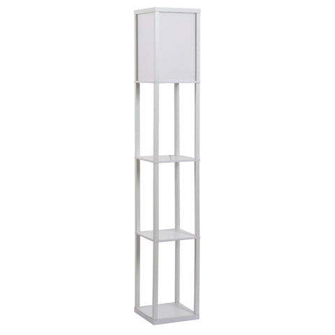 Rootz Floor Lamp - Standing Shelf - 3 Shelves - Interior Lighting - Living Room Lamp - White - 26 x 26 x 160 cm