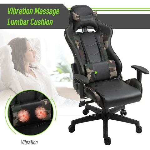 Rootz Gaming Chair - Massage Chair - Office Chair - Ergonomic Faux Leather - Foam - Black