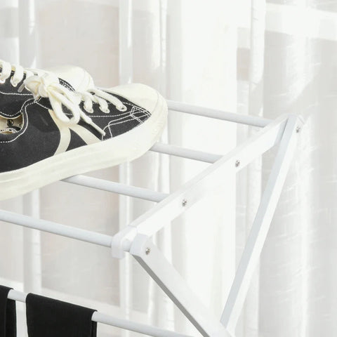 Rootz Foldable Drying Rack - Foldable Clothes Airer - Tower Dryer - Tower Clothes Airer - Drying Rack - 8-Tier Drying Rack - Metal + Plastic - White - 74 x 35 x 144 cm