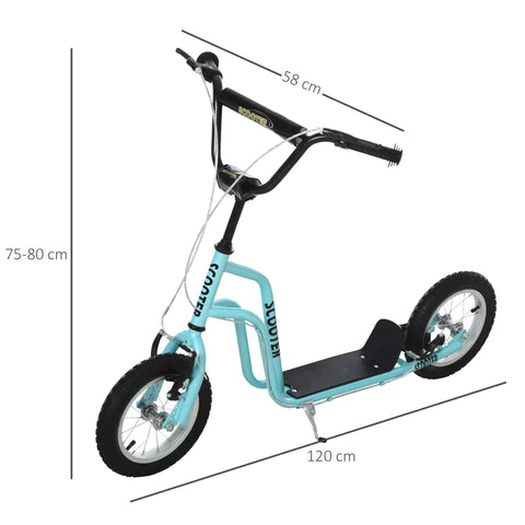 Rootz Scooter - Children's Scooter - City Scooter - Kickboard With Pneumatic Tires - Aluminum - Blue - 120 x 58 x 75-80 cm
